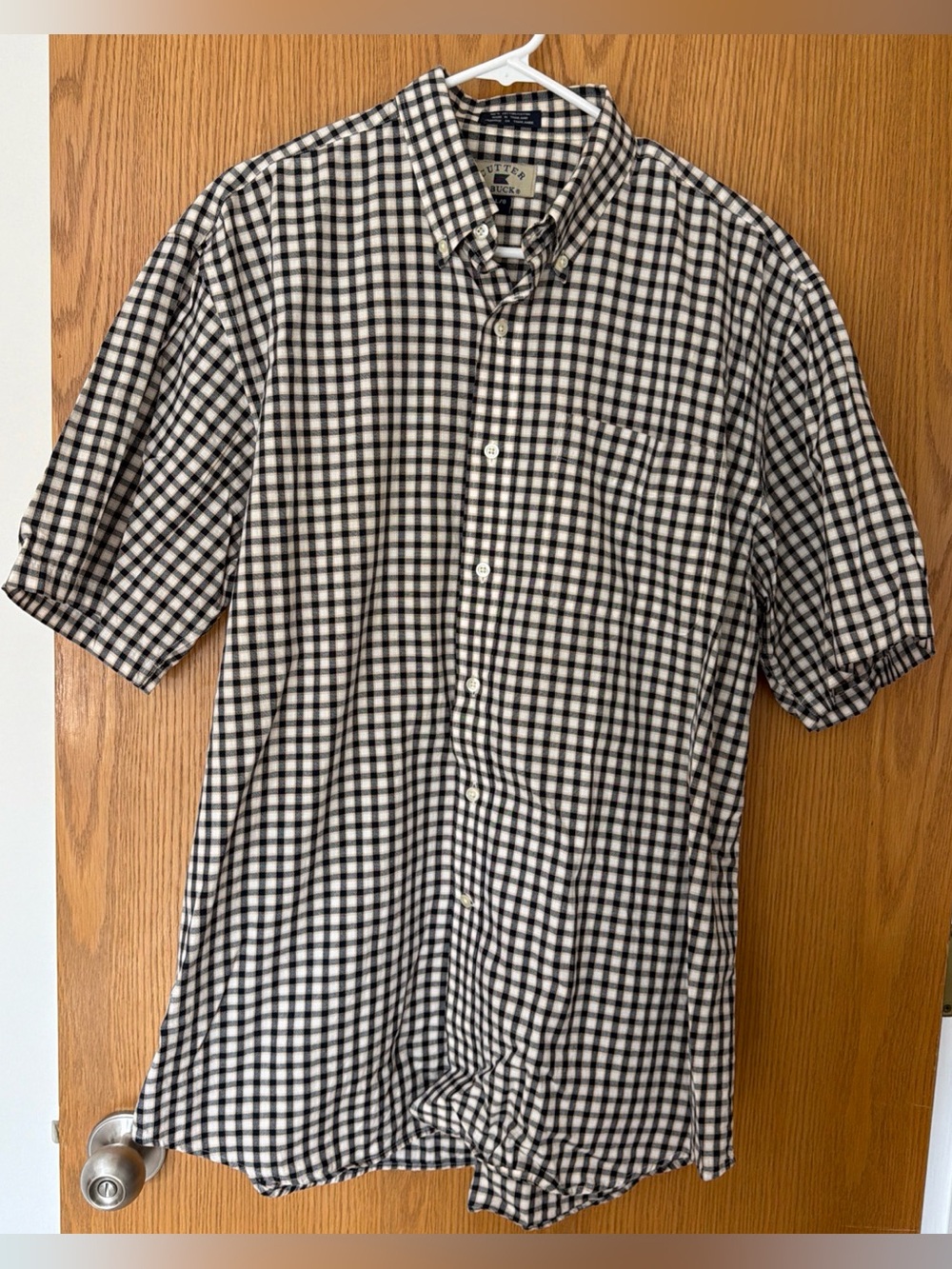Vintage Cutter & Buck Men L Plaid Short Sleeve Button Down Shirt Cotton EasyCare